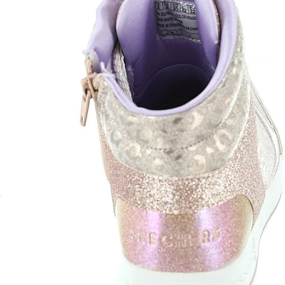 Sketchers Girl's Street Standouts 2.0-Leopard Shine Sneaker in Rose Gold - Picture 5 of 9